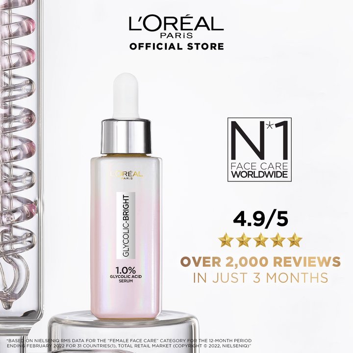 L'oreal Glycolic Bright with 1% Glycolic Acid Facial Serum