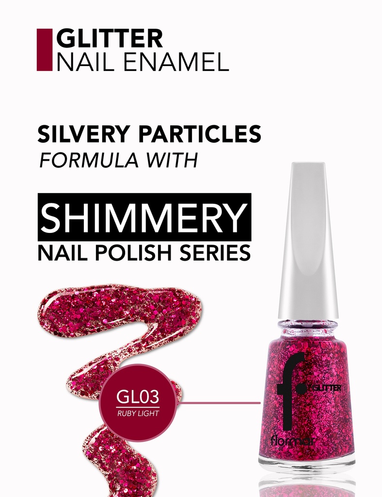 Flormar Nail Glitter 03 Ruby Light