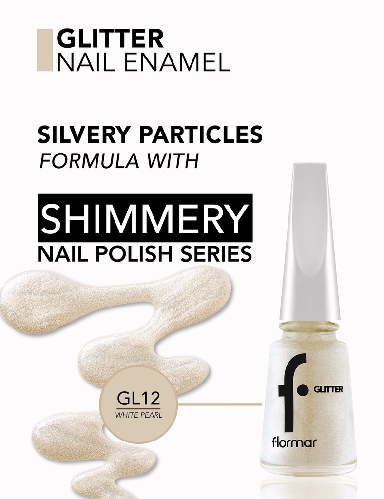 Flormar Nail Glitter 12 White Pearl