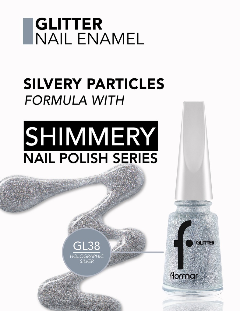 Flormar Nail Glitter 38 Holographic Silver