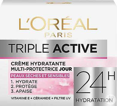 L'oreal Triple Active Crème Hydratante Jour Peaux Sèches Et Sensibles 50ml